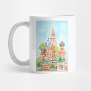 Moscow Saint Basils Cathedral watercolor Mug